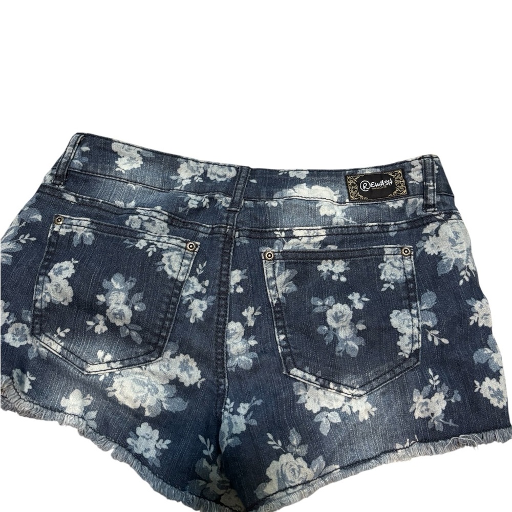 Rewash Dark Blue Floral Denim Shorts